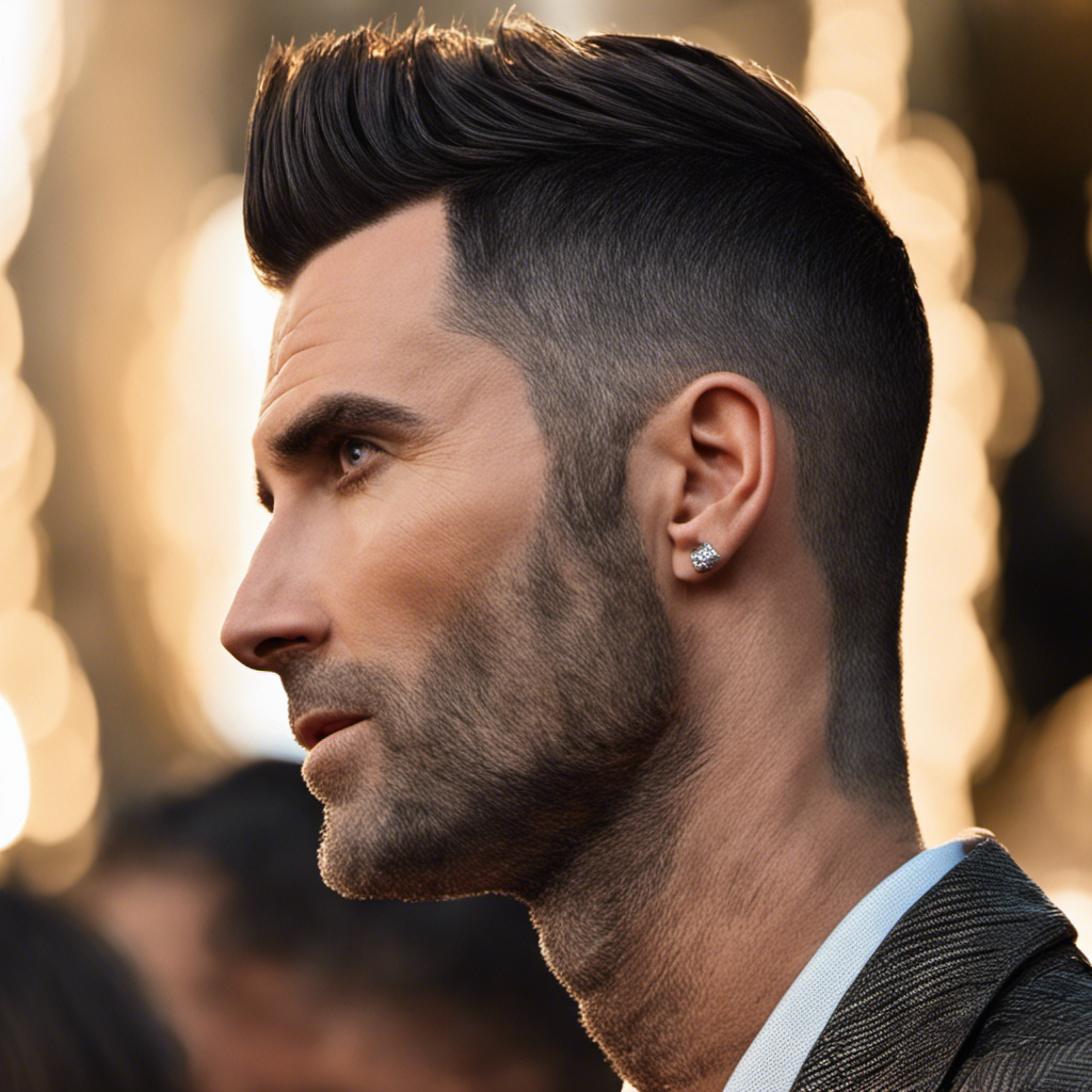 An image of Adam Levine, his head freshly shaved, captured in a close-up shot