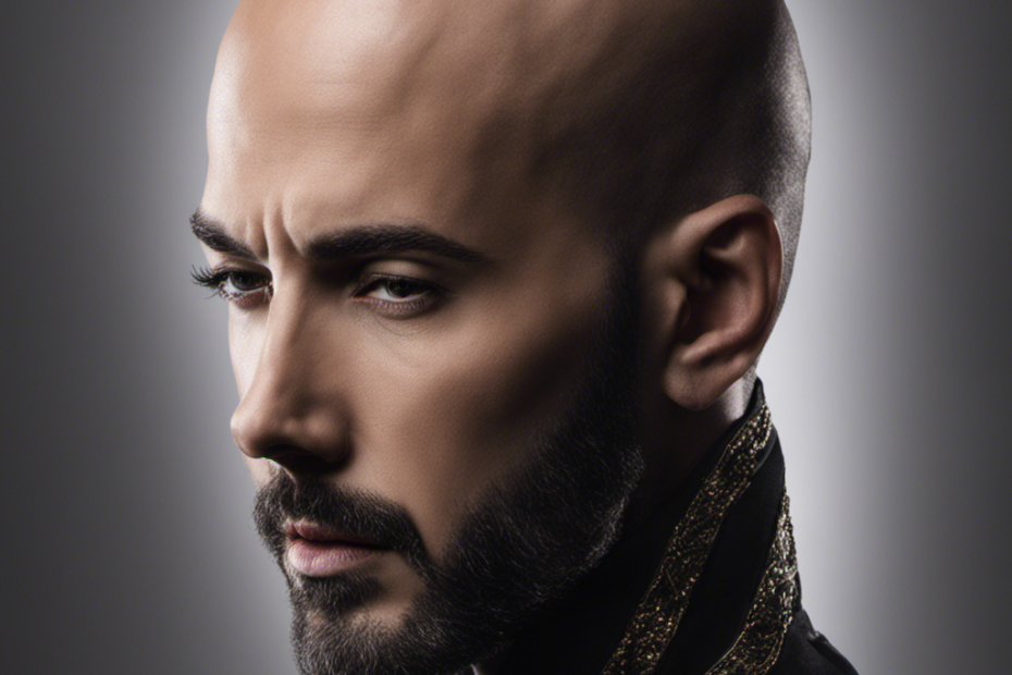 An image showcasing an enigmatic Adam from The Voice, his captivating expression reflecting the intricacies of his newfound bald head, leaving viewers questioning the motive behind his bold transformation