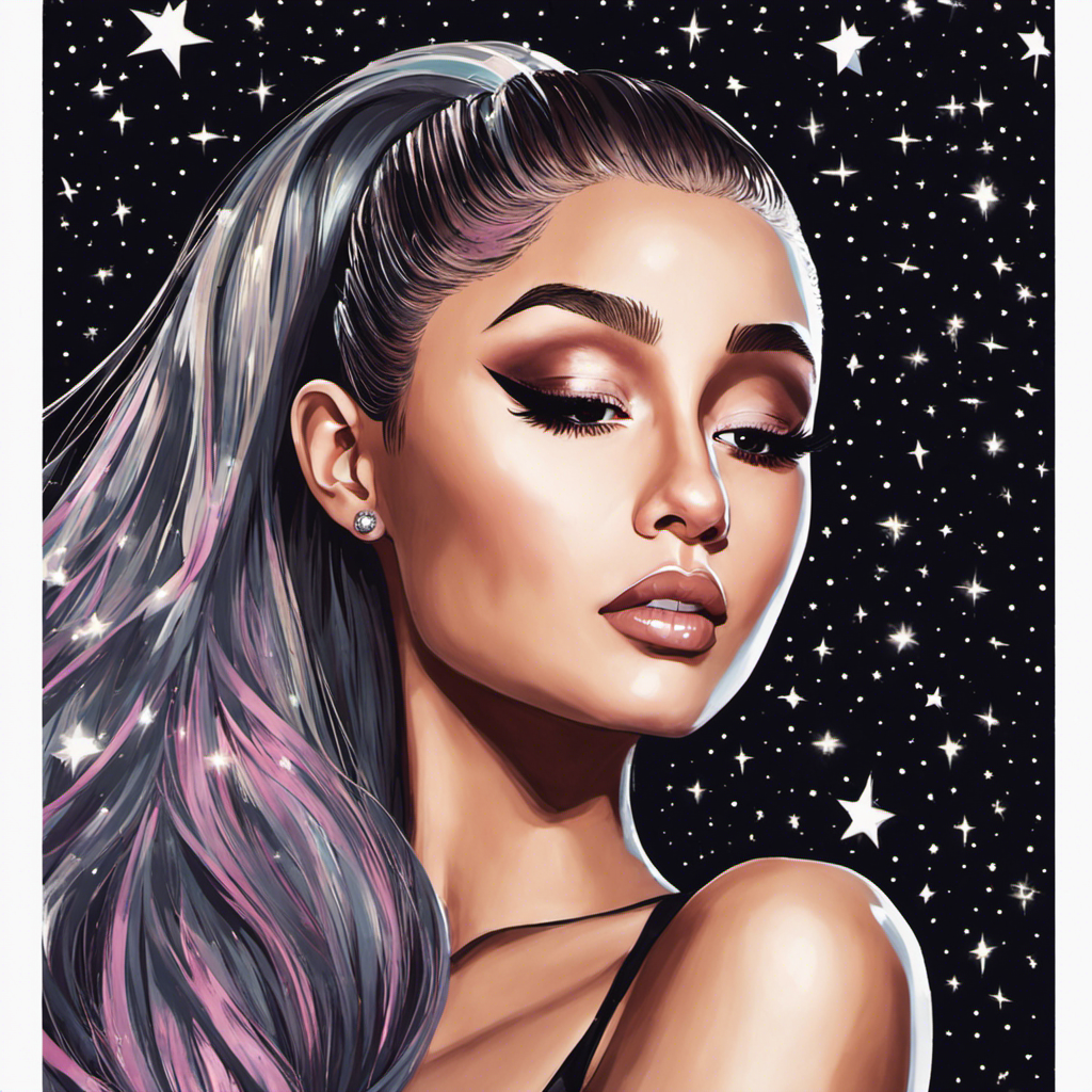 An image depicting Ariana Grande's transformation, showcasing her newly shaved head under a starry night sky