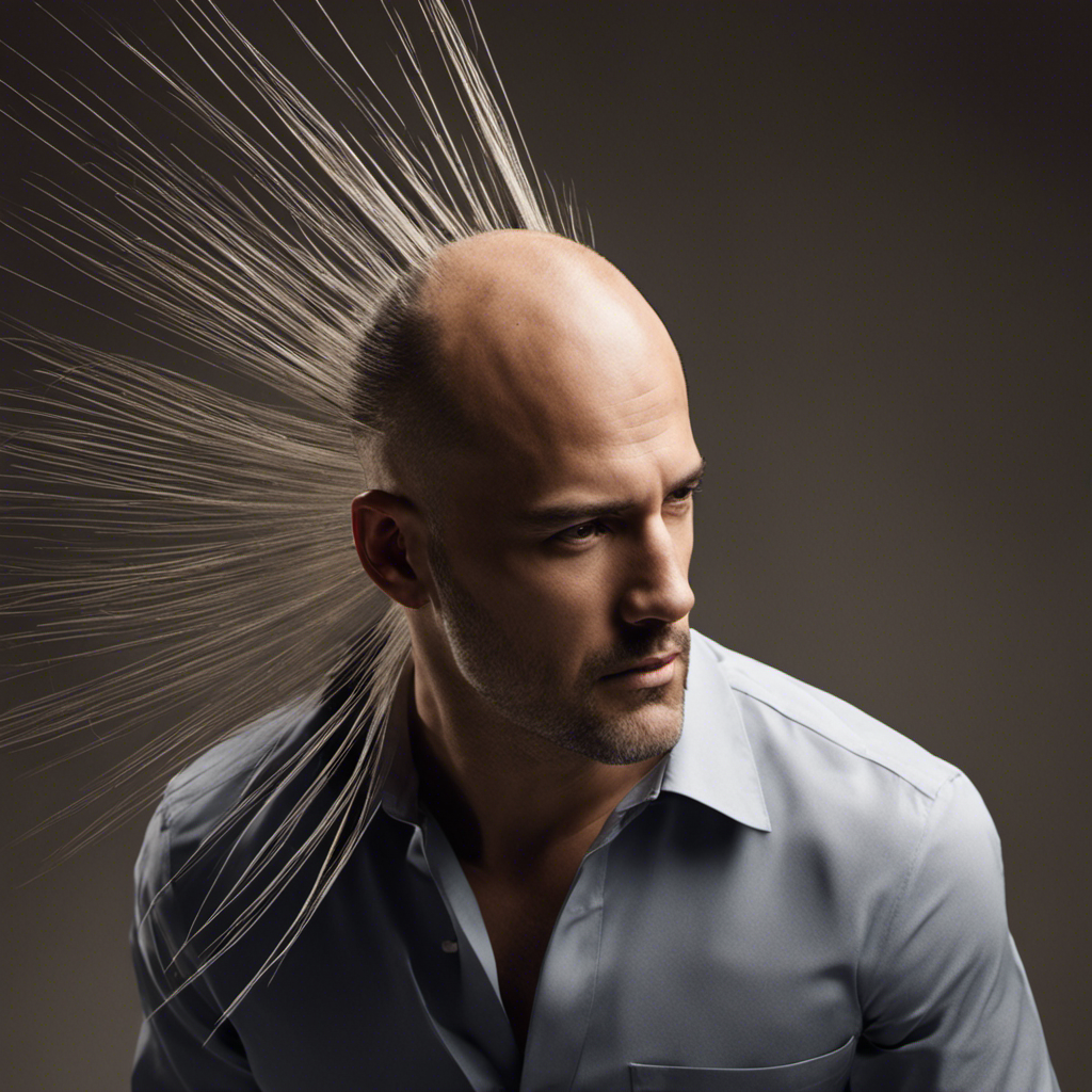 An image showcasing a close-up of a razor gliding across a man's head, capturing the precise moment when clumps of hair fall to the ground, inviting viewers to ponder the motivations behind Bissonnette's decision to shave his head