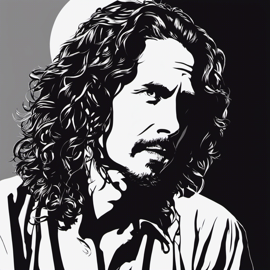 Create an image that captures the essence of Chris Cornell's transformation as his razor glides across his scalp, revealing a new chapter