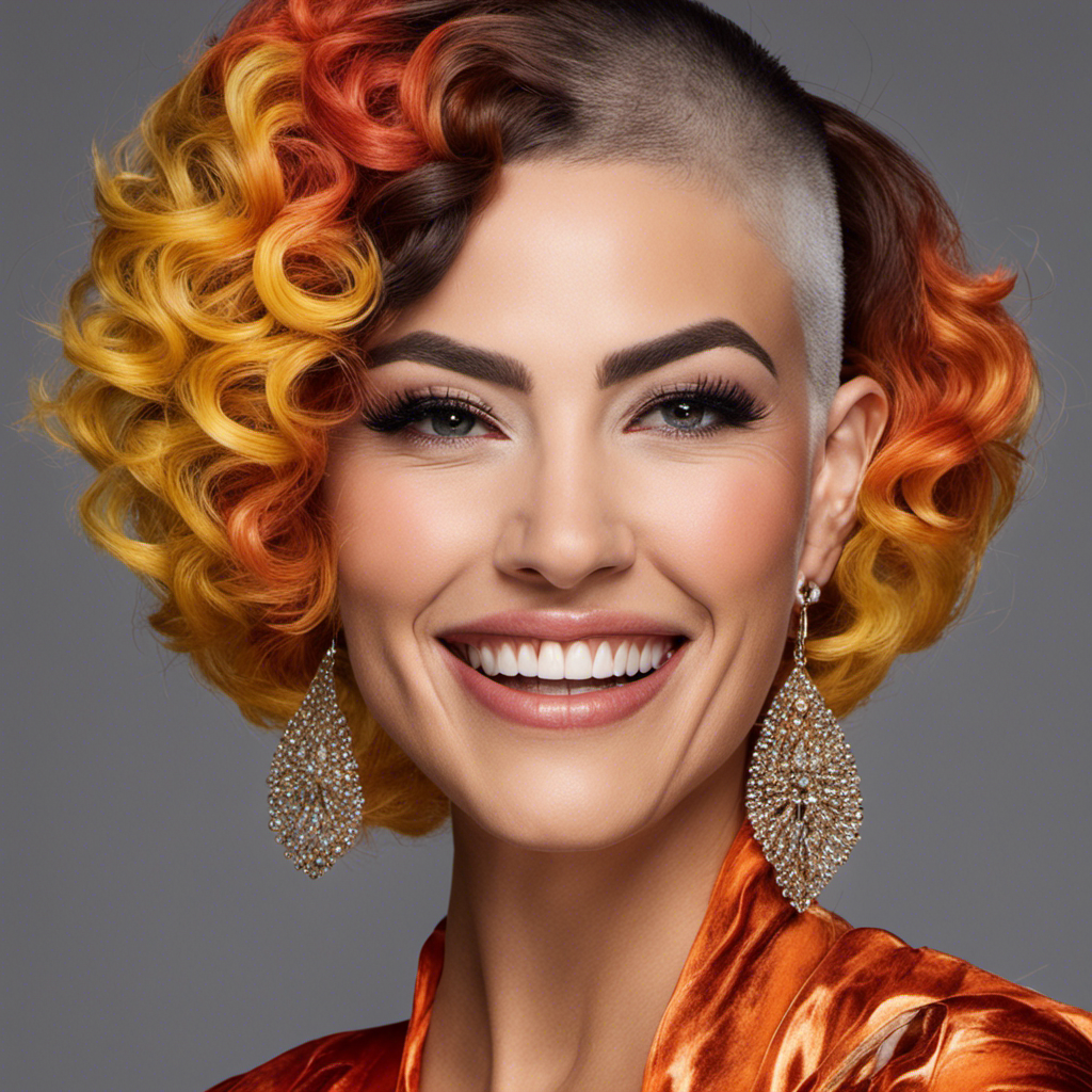 An image capturing Dixie D'Amelio's daring transformation, with her radiant smile contrasting against her freshly shaved head, symbolizing empowerment and self-expression