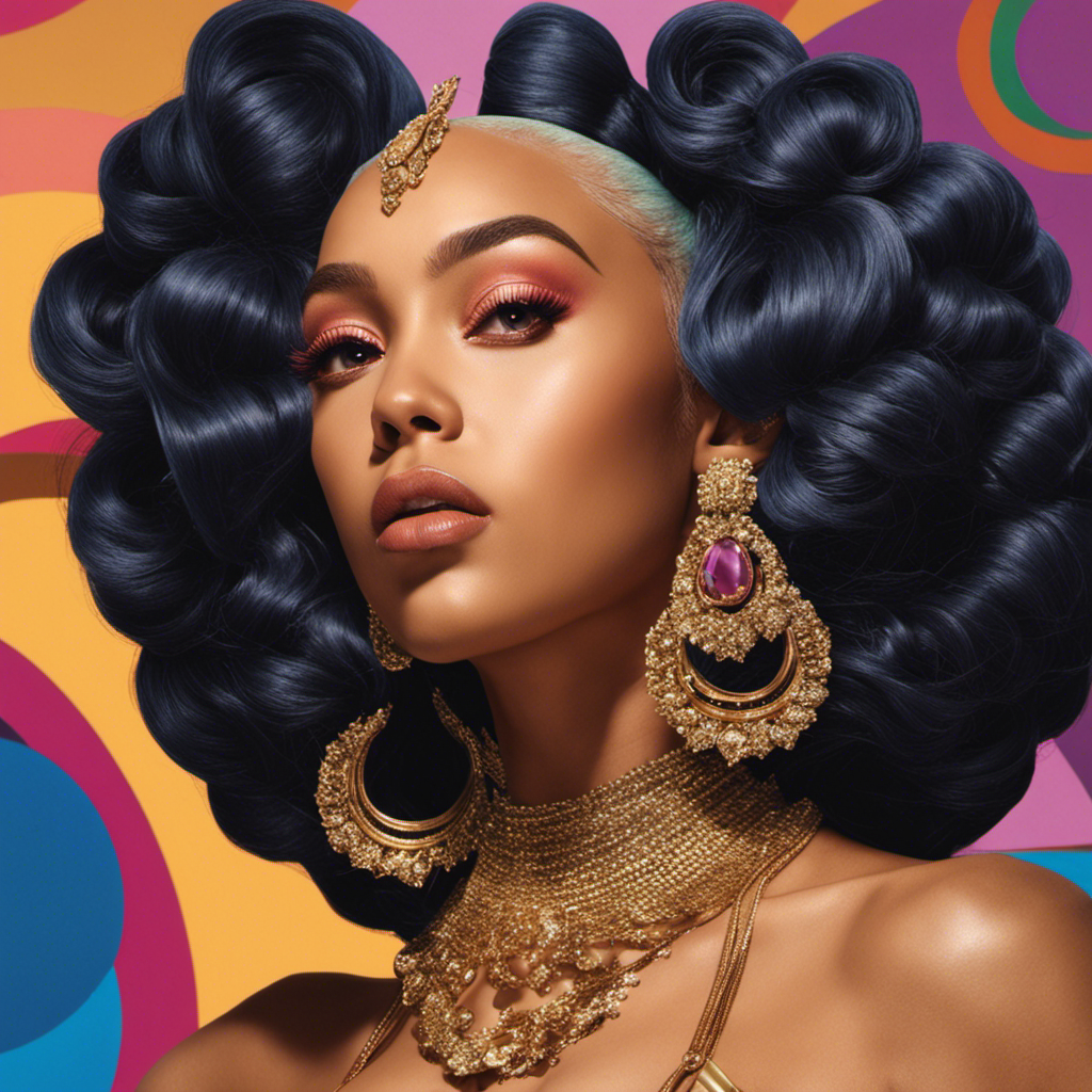An image showcasing Doja Cat's bold transformation: a close-up of her confident face, framed by her freshly shaved head and her strikingly bare eyebrows, hinting at the intriguing story behind her decision