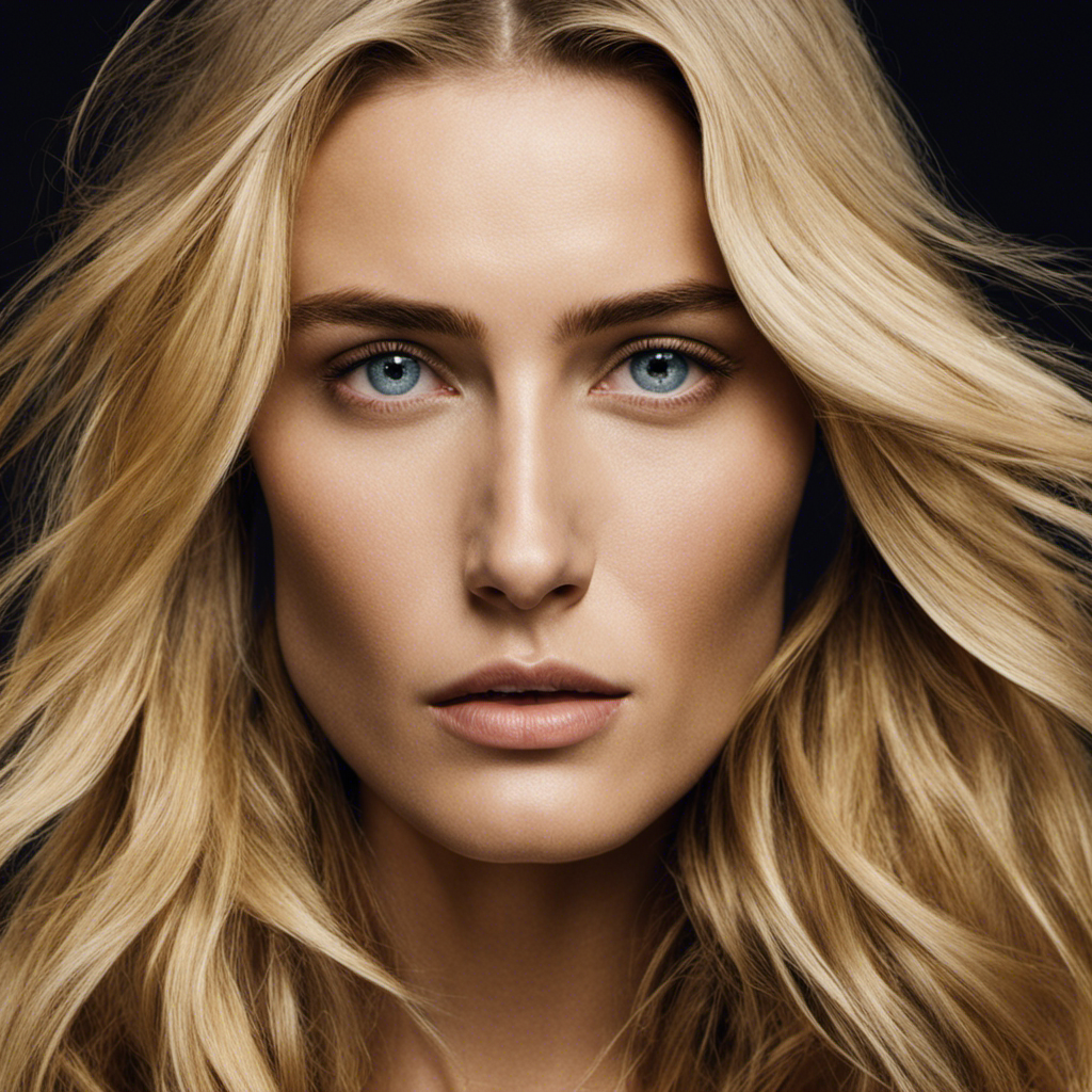 An image showcasing the enigmatic transformation of Dree Hemingway as her silky golden locks fall to the floor