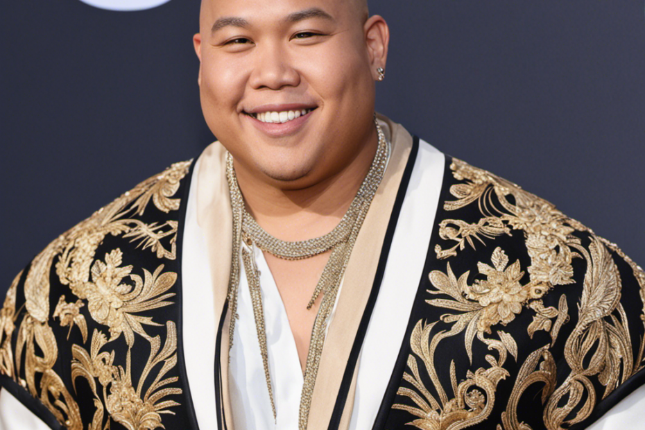 An image showcasing Jacob Batalon's transformation: a close-up of his freshly shaved head, revealing the intricate patterns etched onto his scalp, with a confident smile on his face, embodying his new bold and empowering look