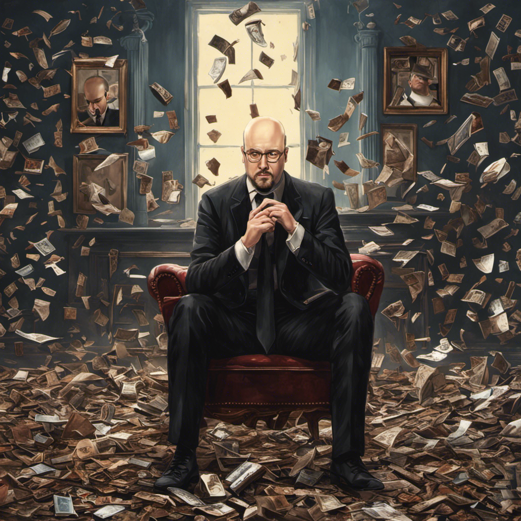 Depict an image of Nostalgia Critic sitting in front of a mirror, surrounded by discarded hair clippings, as he holds a razor in one hand and gazes at his reflection, revealing a new bald look