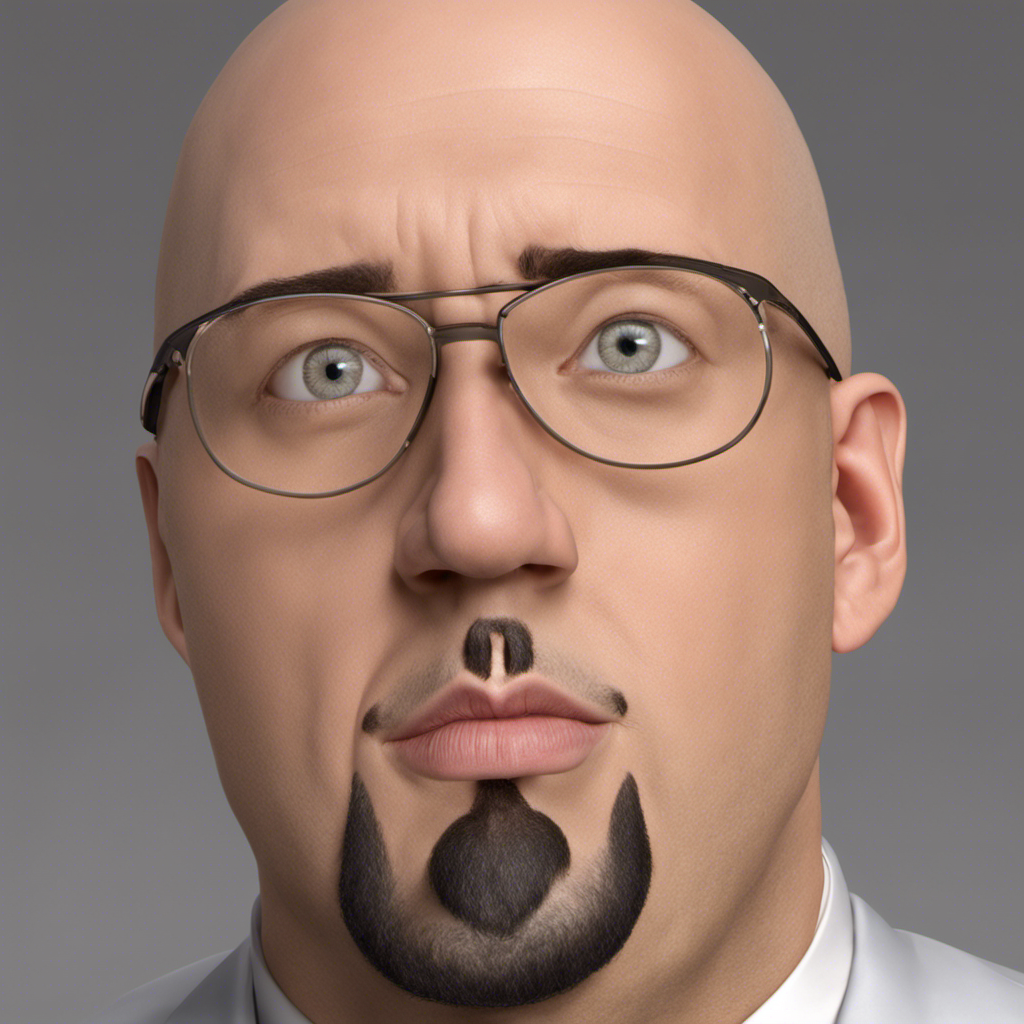 An image capturing a close-up shot of Nostalgia Critic's freshly shaved head, highlighting the smoothness and shine of his scalp, while revealing a subtle expression that intrigues viewers about the reason behind this drastic change