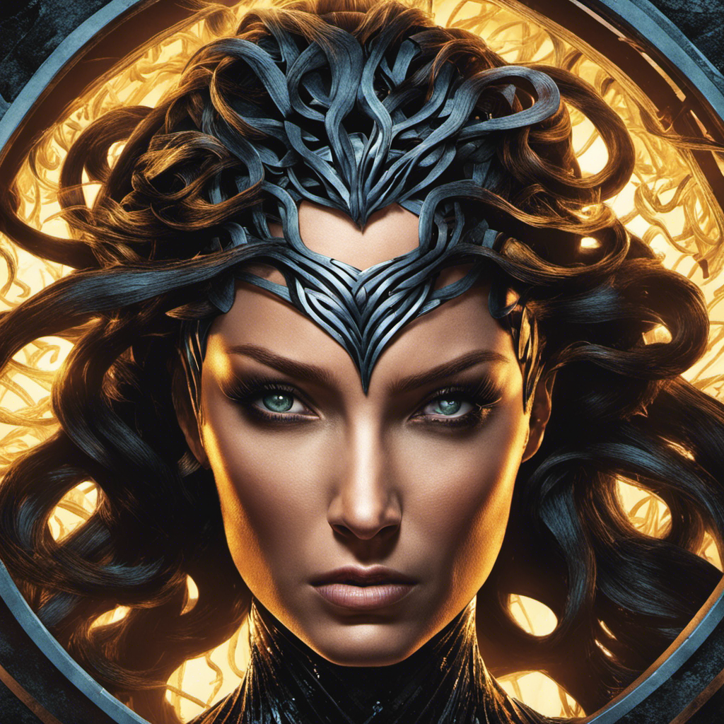 An image depicting Medusa's severed head lying on the ground, surrounded by shattered locks of her serpentine hair, highlighting the enigma behind the shocking decision to shave her head in Marvel's Inhumans