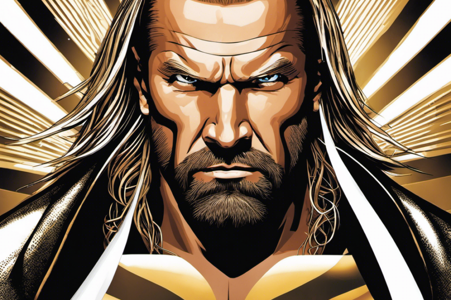 An image capturing the enigmatic transformation of Triple H's iconic mane, now replaced by a smooth, gleaming bald head