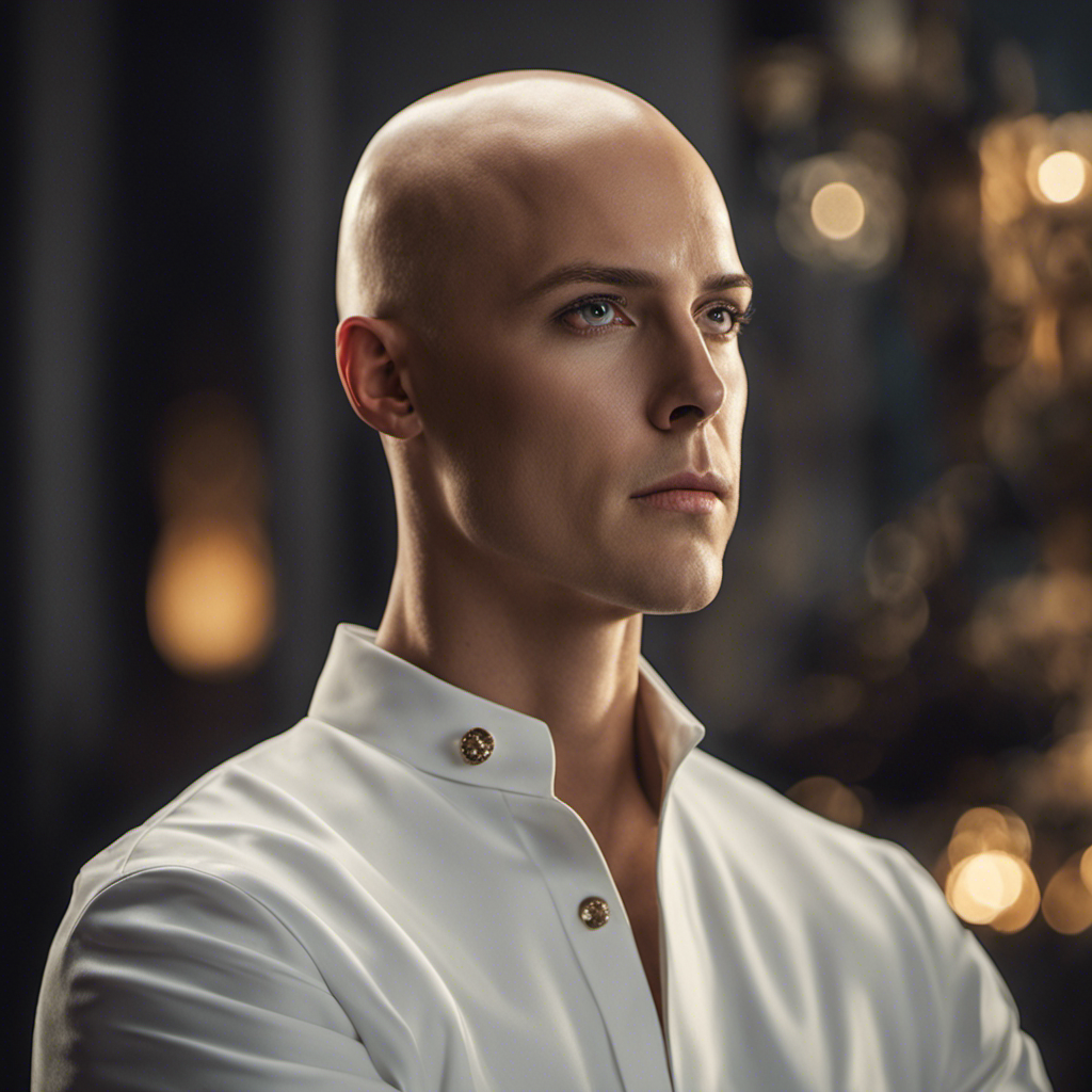 An image that captures the enigmatic transformation of Vitas as he dons a fresh, clean-shaven head, inviting intrigue and curiosity while leaving viewers wondering about the motive behind this bold change