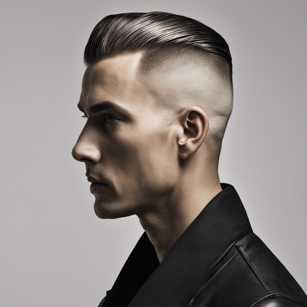 An image capturing a man's profile, showcasing a closely shaved side of his head