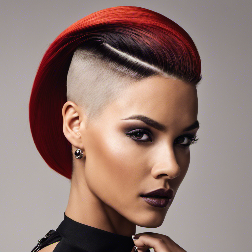 An image showcasing a stylish lesbian with a buzzed undercut on one side of her head, contrasting with long, vibrant, and flowing locks on the other side, sparking curiosity and inviting readers to explore the reasons behind this unique hairstyle choice