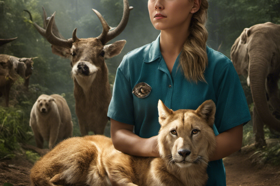 An image capturing Amanda's selfless act on Animal Planet: Amanda, with a determined expression, holds a razor against her head