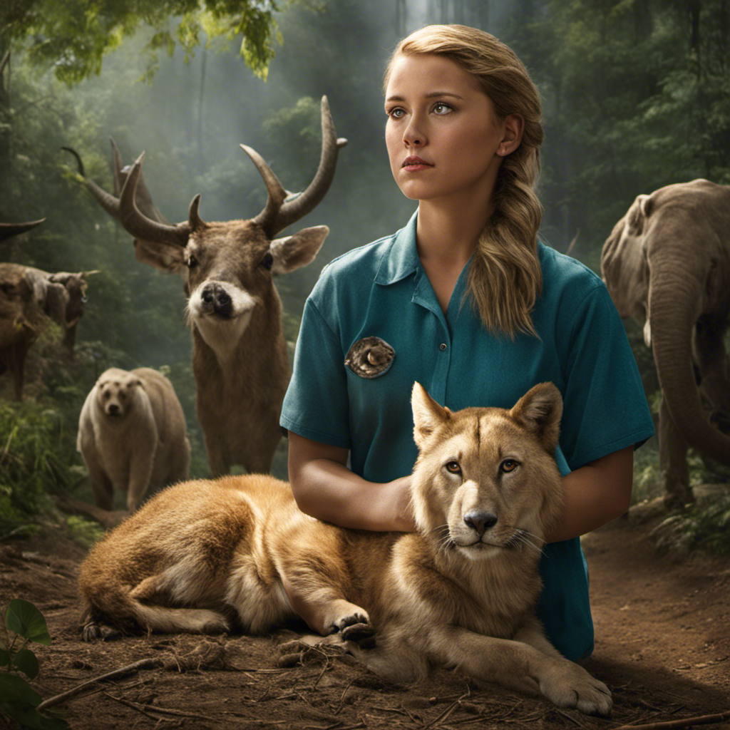 An image capturing Amanda's selfless act on Animal Planet: Amanda, with a determined expression, holds a razor against her head