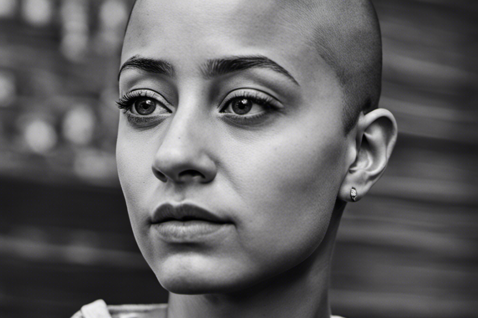 An image capturing Emma Gonzalez's bold choice: a close-up shot of her confident face, framed by her shaved head