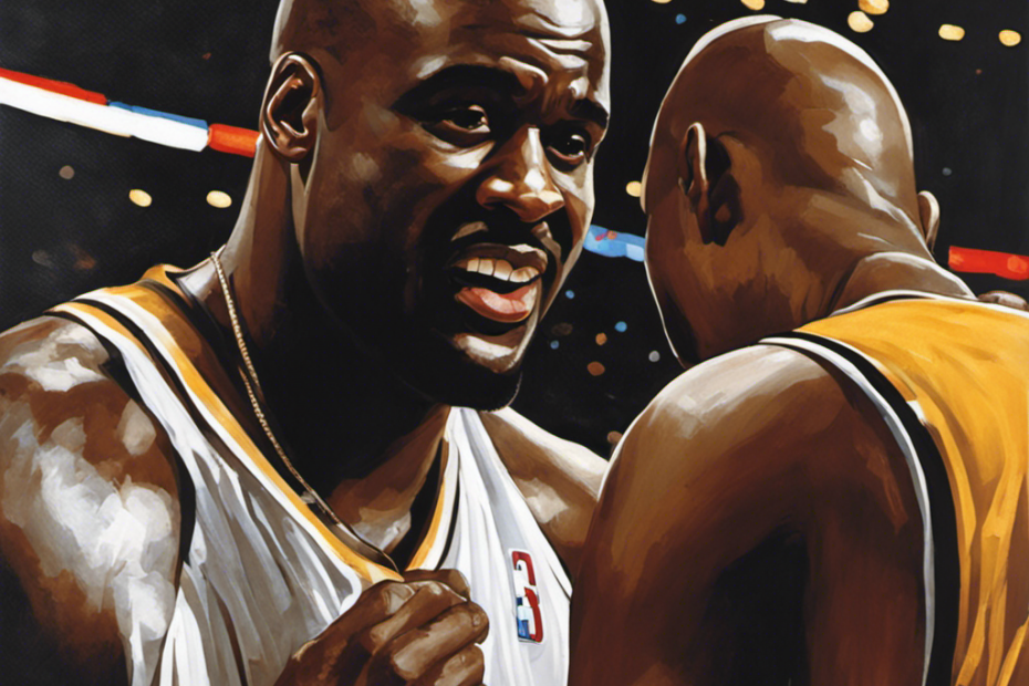 An image capturing the iconic basketball player Shaq shaving his head, showcasing the gleaming razor gliding smoothly across his scalp, as his reflection in the mirror mirrors determination and confidence