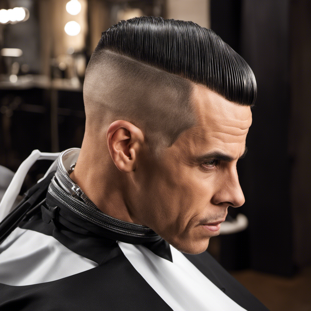 An image of Steve-O's gleaming scalp as a razor glides effortlessly over it, capturing the precise moment when his hair transforms into a smooth, shiny canvas