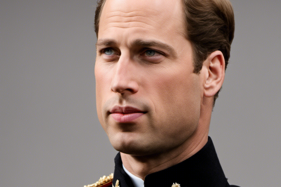 Capture an image of Prince William's dignified profile, showcasing his lush, natural hair with distinguished grey streaks