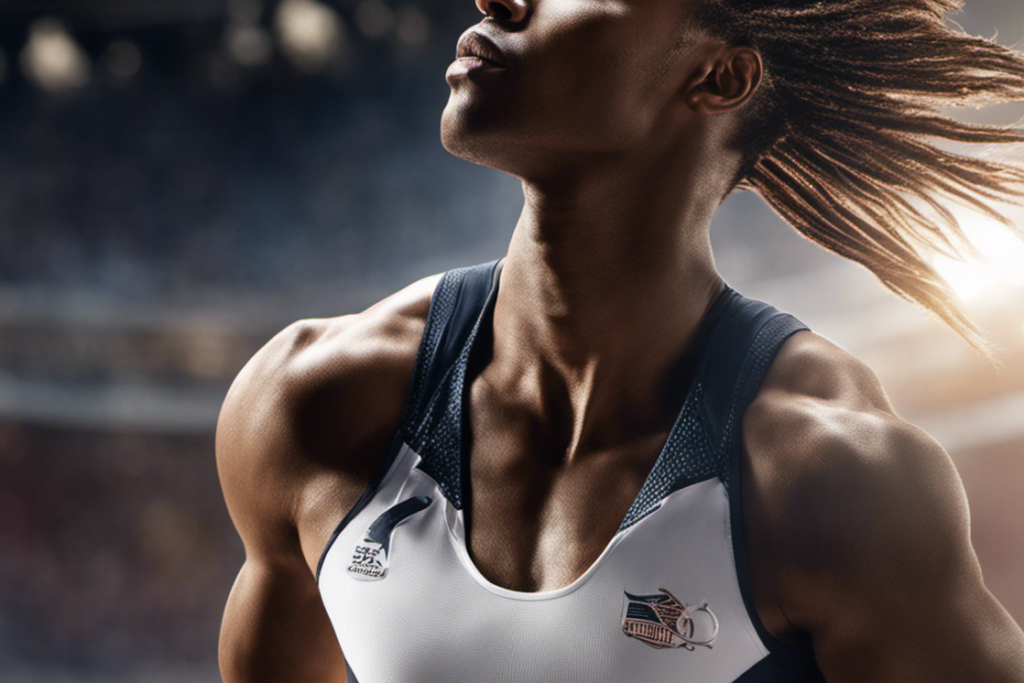 An image showcasing a track athlete with flowing locks, each strand glistening in the sunlight, emphasizing the mystery behind their decision not to shave their head