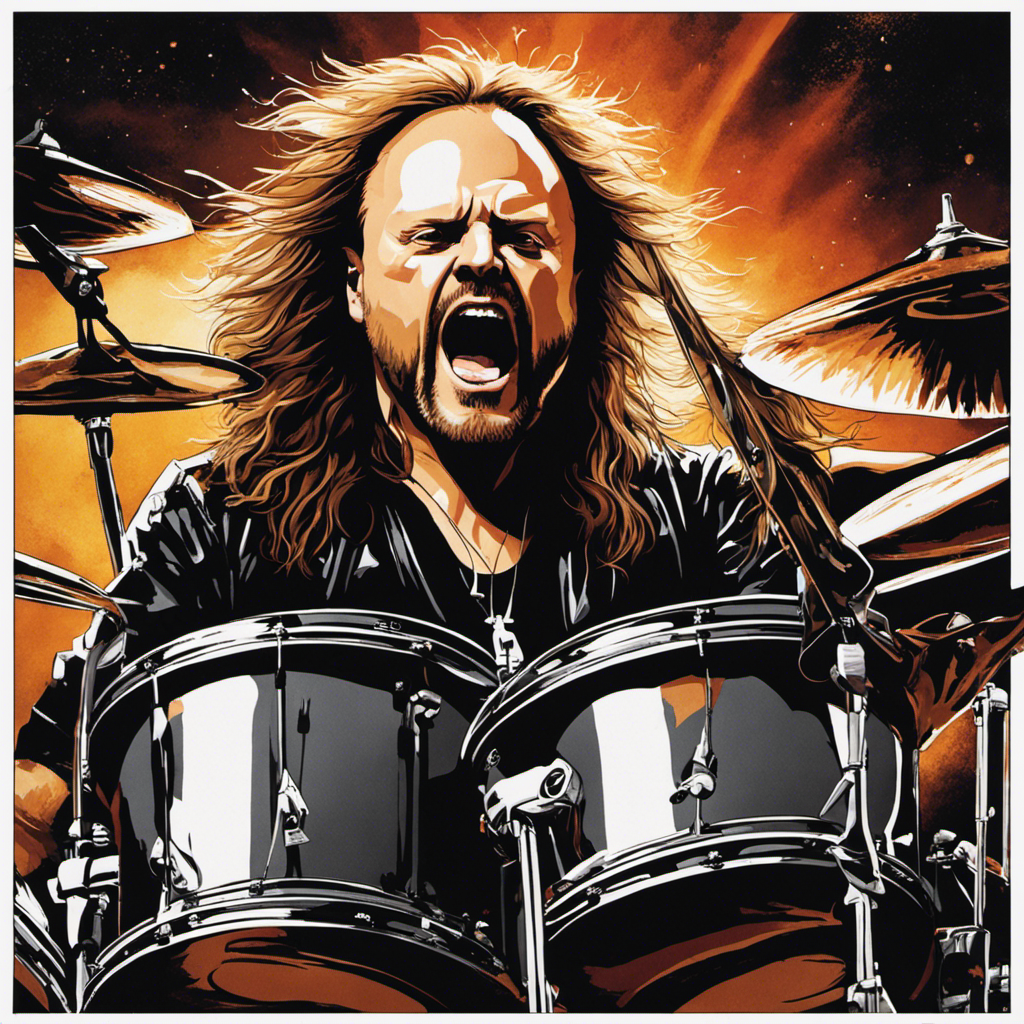 An image that showcases Lars Ulrich from Metallica, with his unshaved head, boldly displaying his long, wild hair
