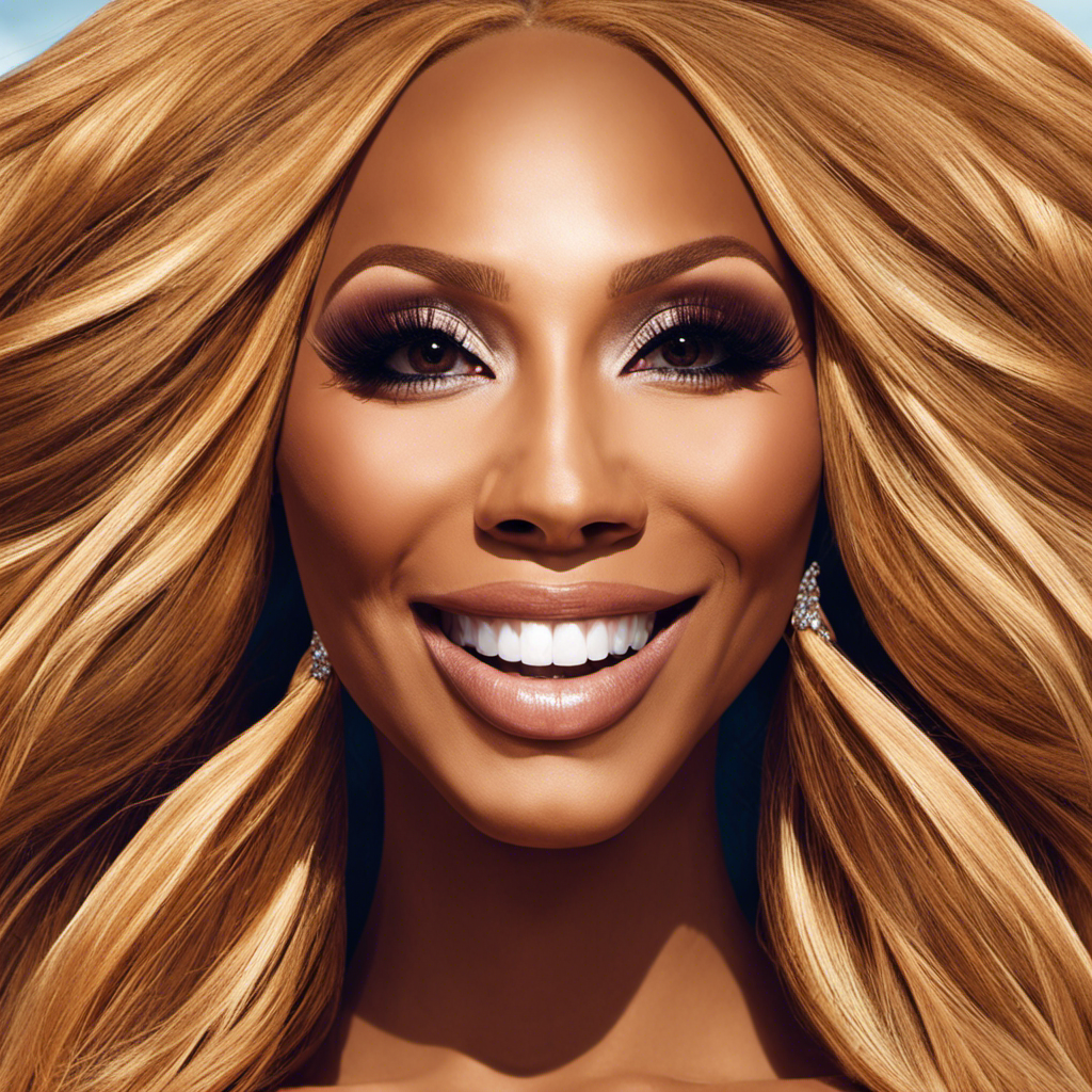 An image capturing the transformative moment of Tamar Braxton embracing her boldness, featuring her radiant smile and freshly shaved head glistening in the sunlight, symbolizing the empowering journey of self-discovery